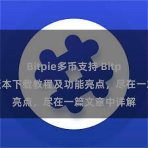 Bitpie多币支持 Bitpie钱包最新版本下载教程及功能亮点，尽在一篇文章中详解