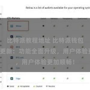 比特派教程地址 比特派钱包最新版本更新：功能全面升级，用户体验更加顺畅！