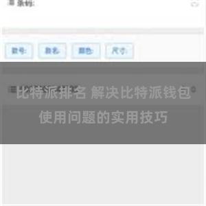 比特派排名 解决比特派钱包使用问题的实用技巧